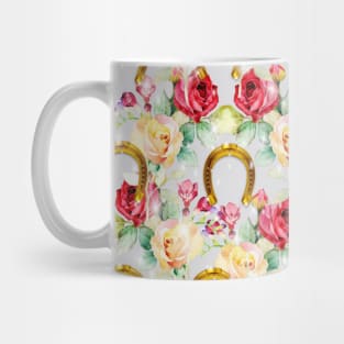 Pattern. Roses, Stars and Gold Horseshoes Mug